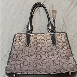 Coach Black and Gray Signature Shoulder Bag